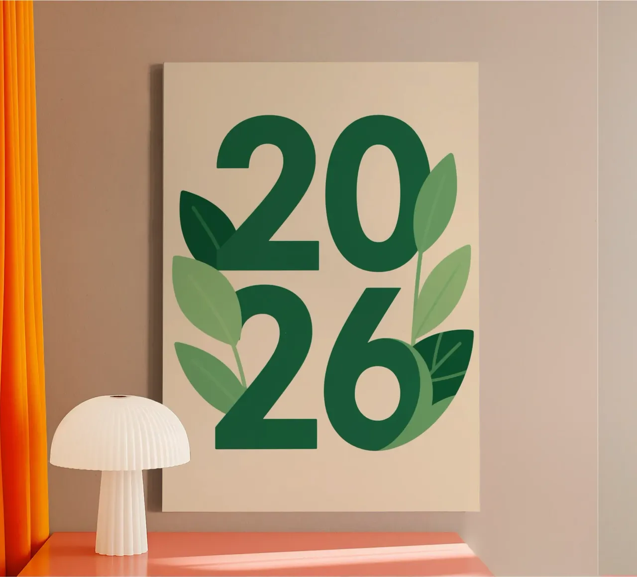 Year 2026 with leaf nature tela con Cornice a cassetta da knowledge