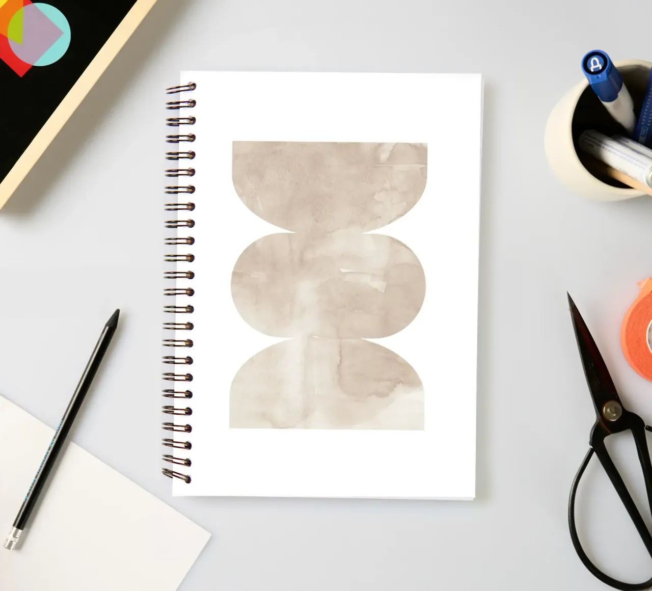 Forme geometriche ad acquerello 4 diario ad anelli da NouveauPrints