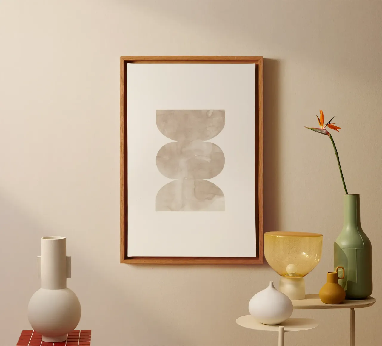 Geometric watercolor shapes 4 canvas with Floater frame by NouveauPrints