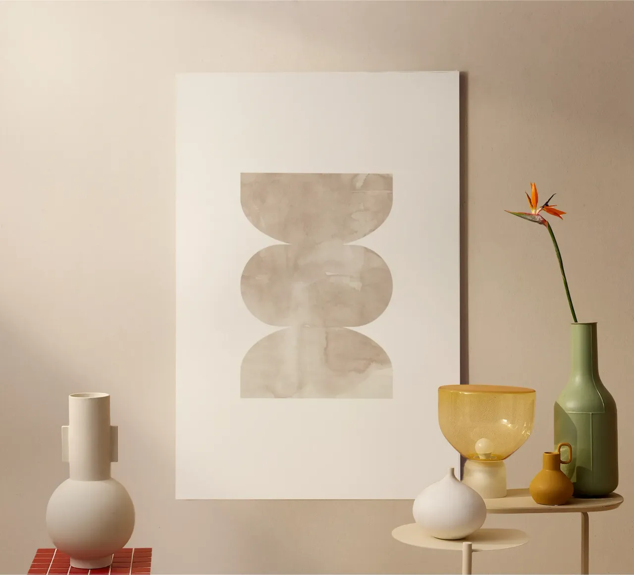 Geometric watercolor shapes 4 canvas with Floater frame by NouveauPrints