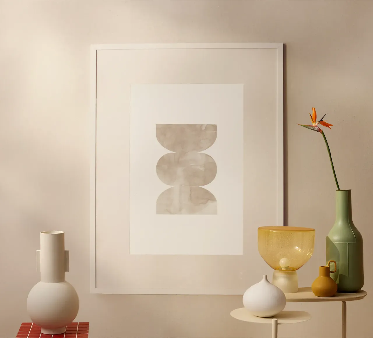 Forme geometriche ad acquerello 4 poster con telaio in legno da NouveauPrints