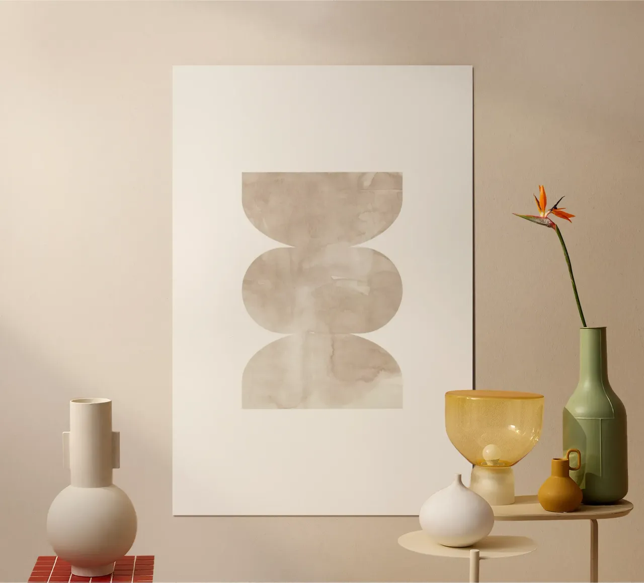 Forme geometriche ad acquerello 4 poster con telaio in legno da NouveauPrints