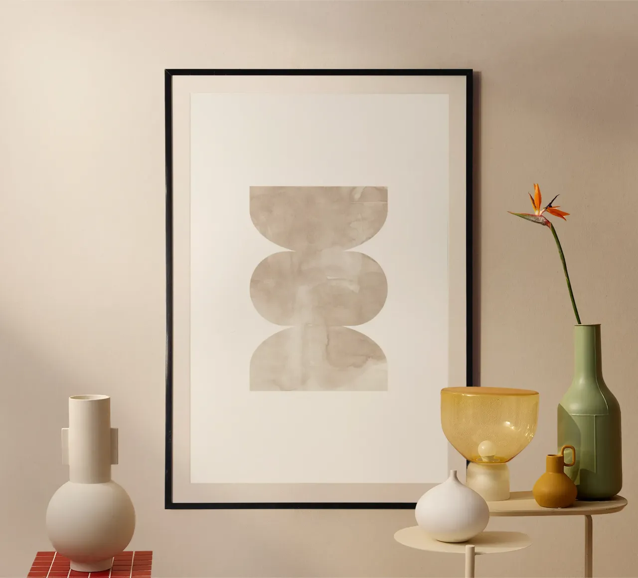 Forme geometriche ad acquerello 4 poster con telaio in legno da NouveauPrints