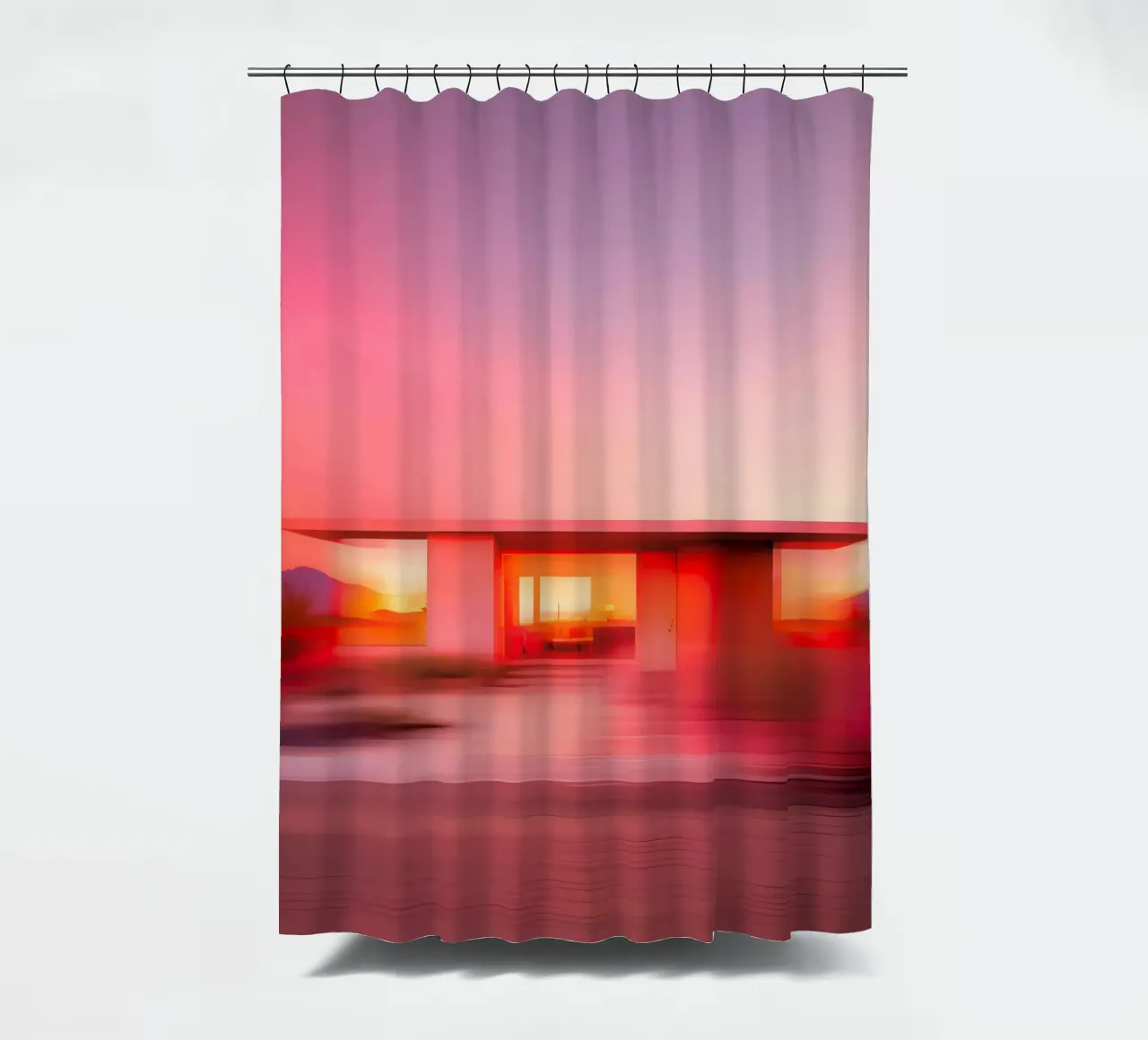 Das Rosa Haus Duschvorhang von ICONICA Art Studio