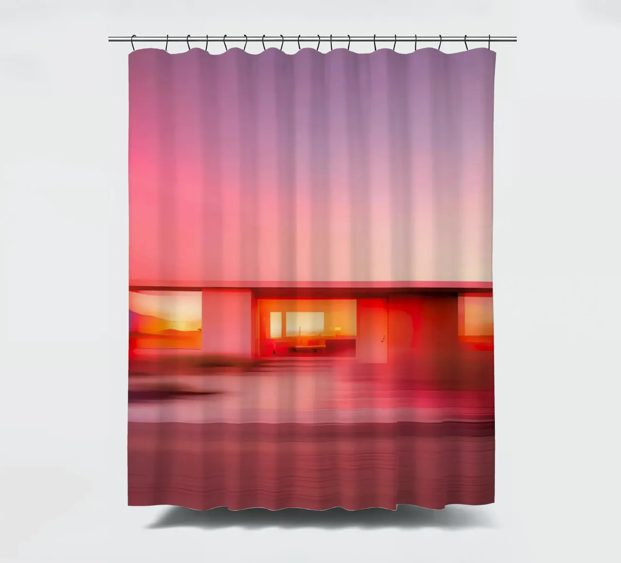 Das Rosa Haus Duschvorhang von ICONICA Art Studio
