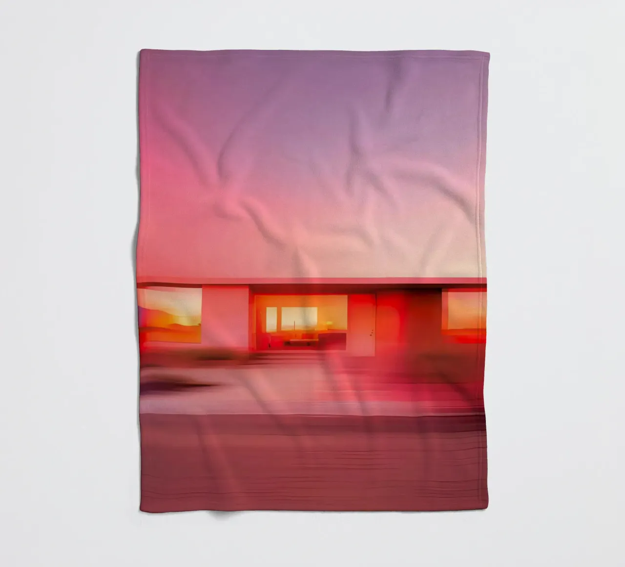 Das Rosa Haus Fleecedecke von ICONICA Art Studio
