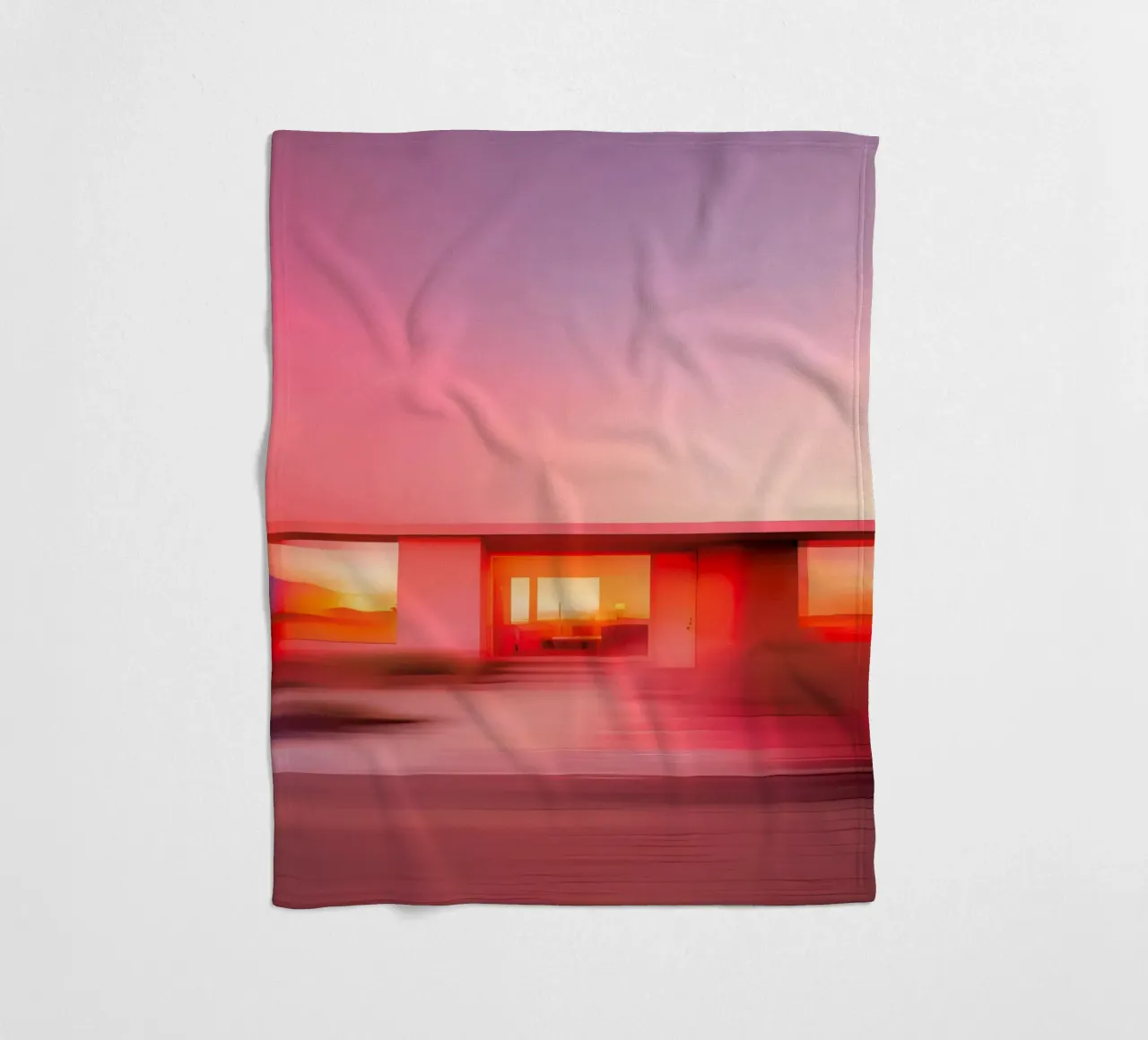 Das Rosa Haus Fleecedecke von ICONICA Art Studio