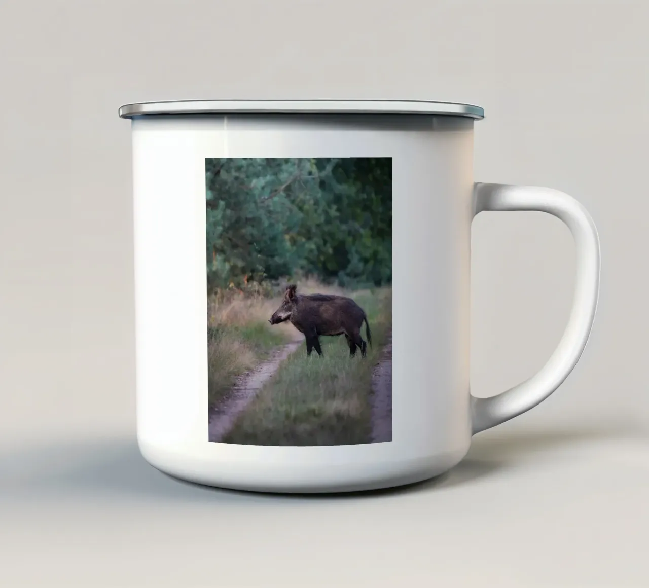 Cinghiale nella foresta tazza in smalto da Tom's Wildlife