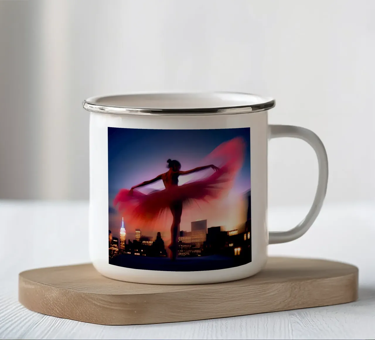 Ballare sui tetti tazza in smalto da ICONICA Art Studio