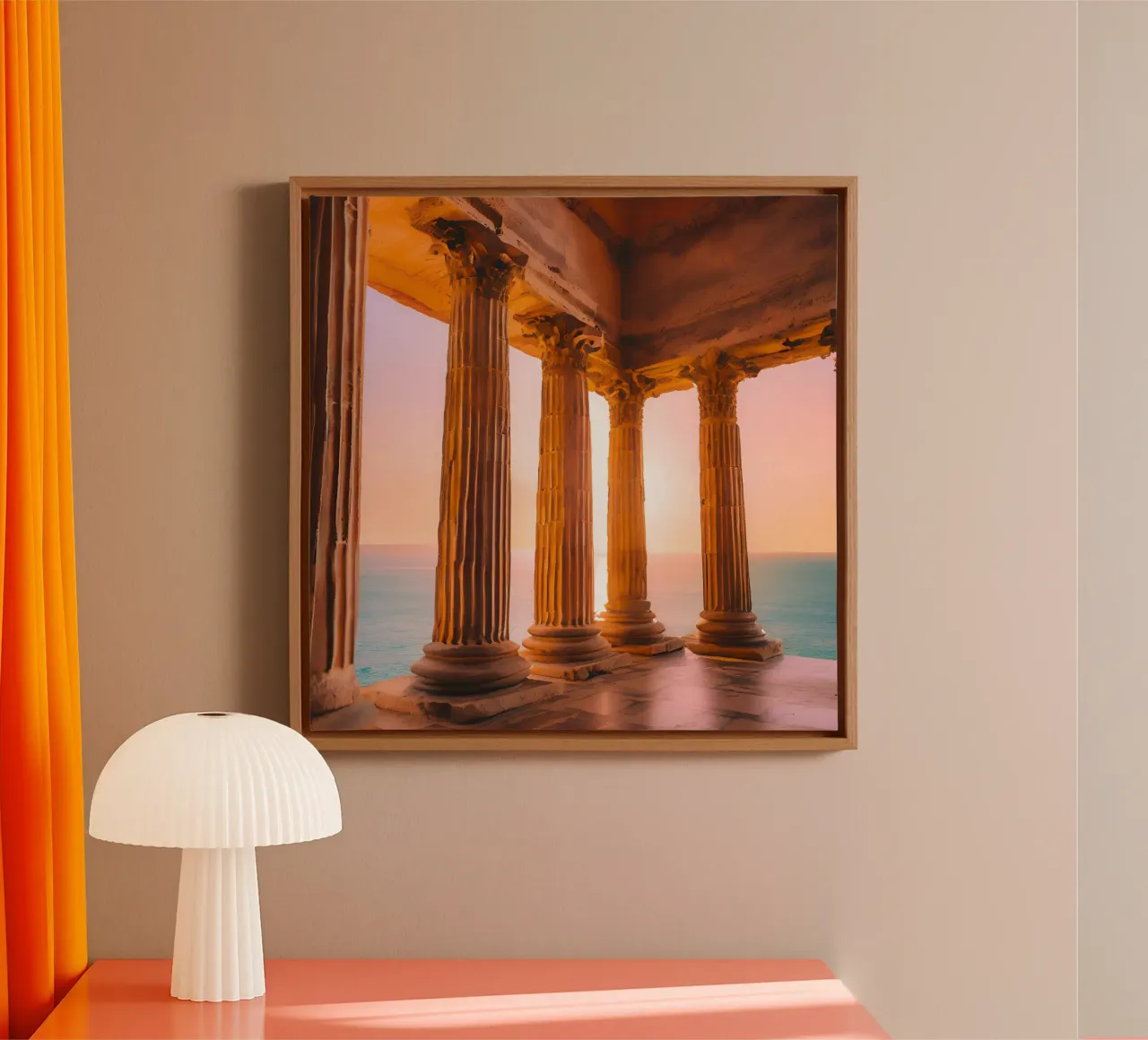 Sunset Column tela con Cornice a cassetta da ICONICA Art Studio