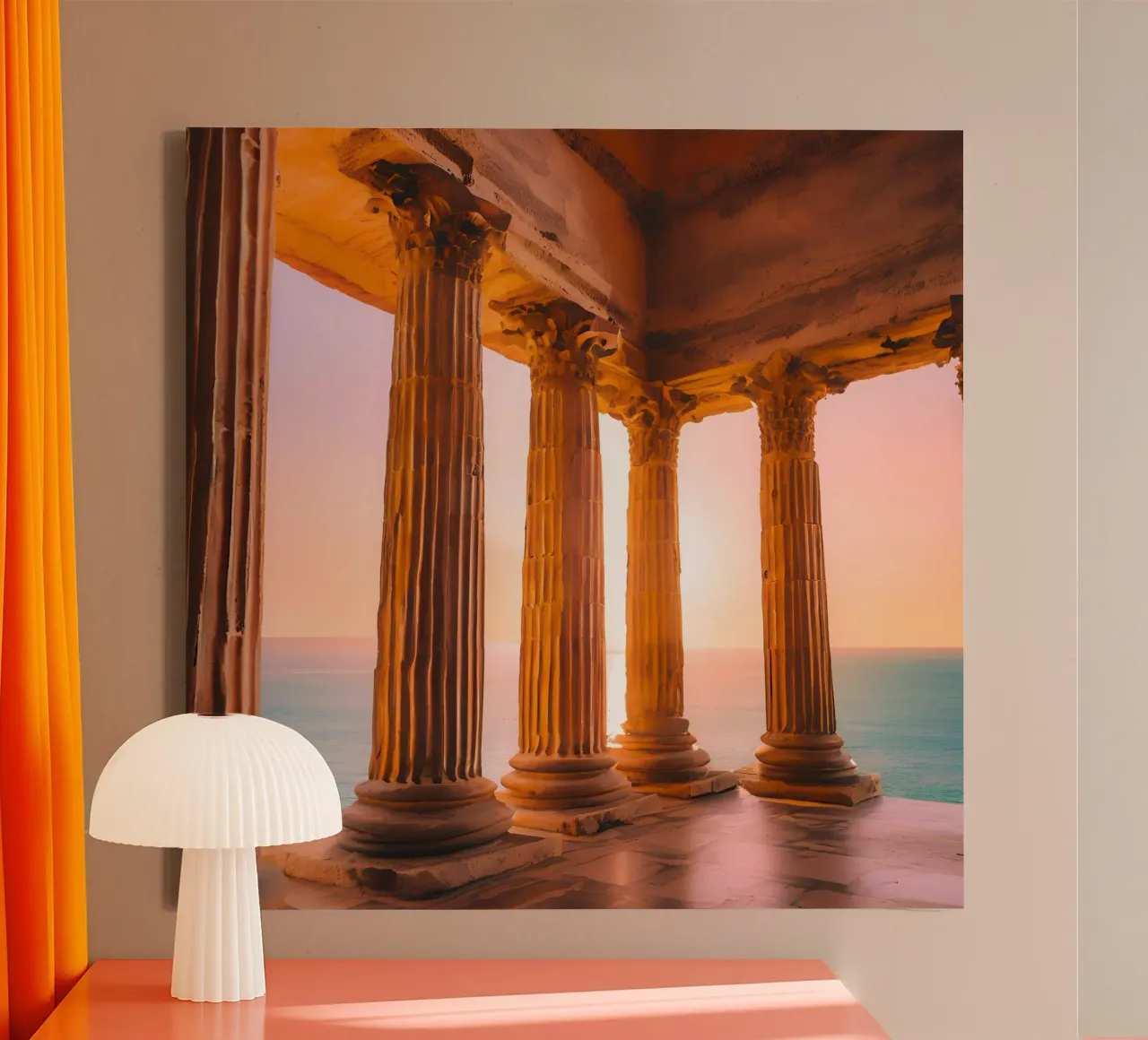 Sunset Column tela con Cornice a cassetta da ICONICA Art Studio