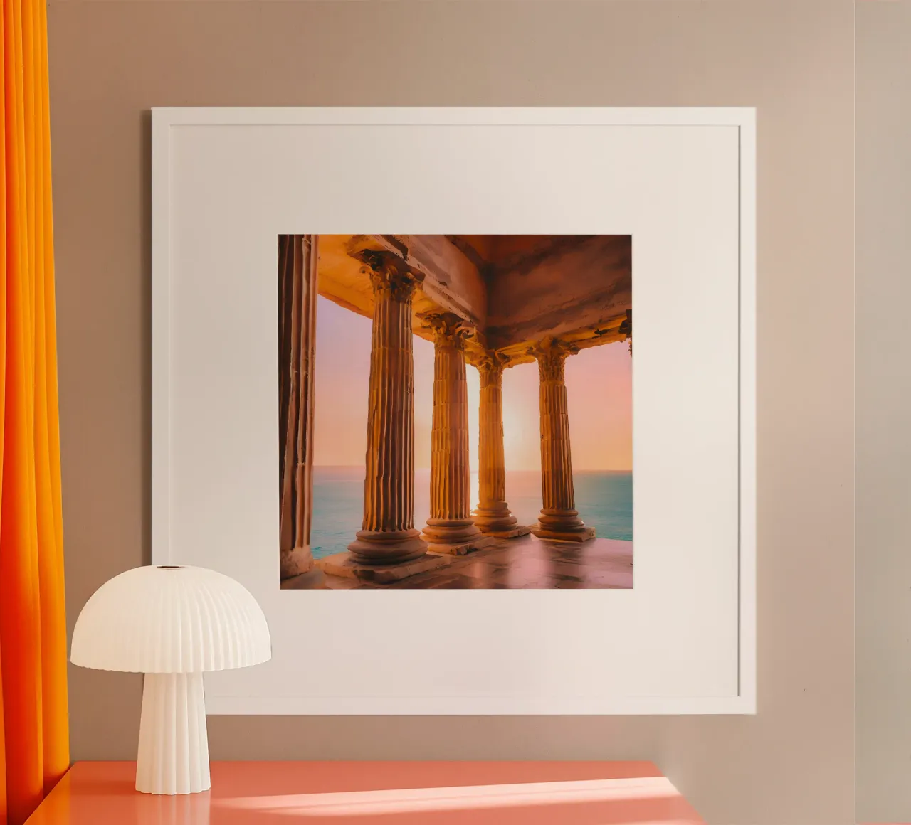 Sunset Column poster con telaio in alluminio da ICONICA Art Studio