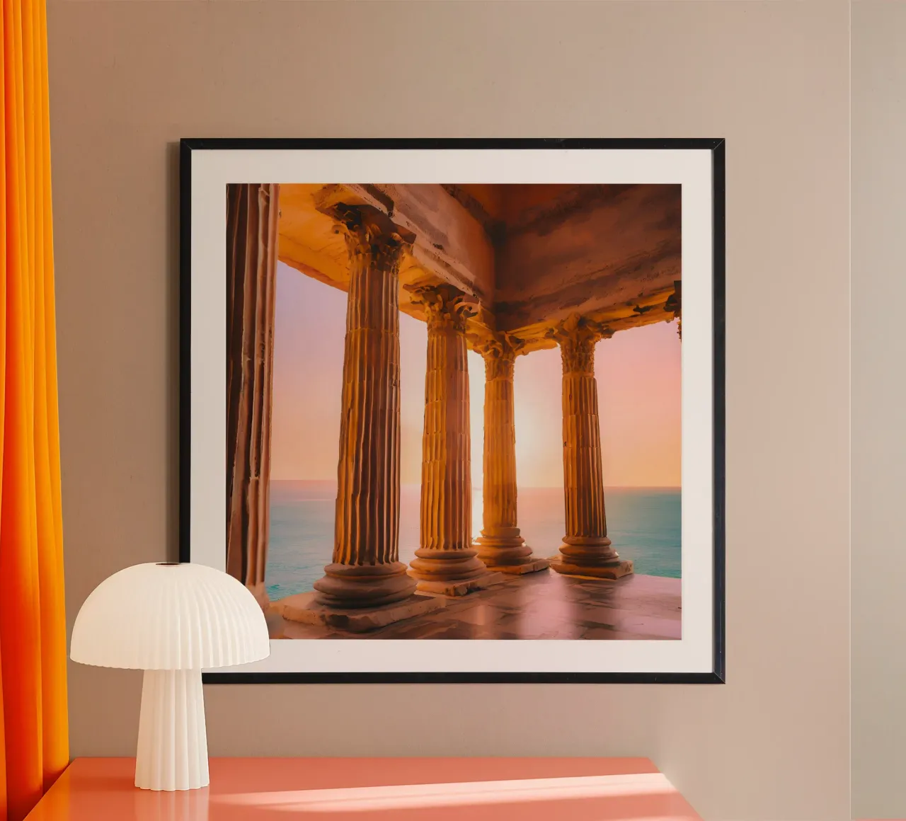 Sunset Column poster con telaio in alluminio da ICONICA Art Studio