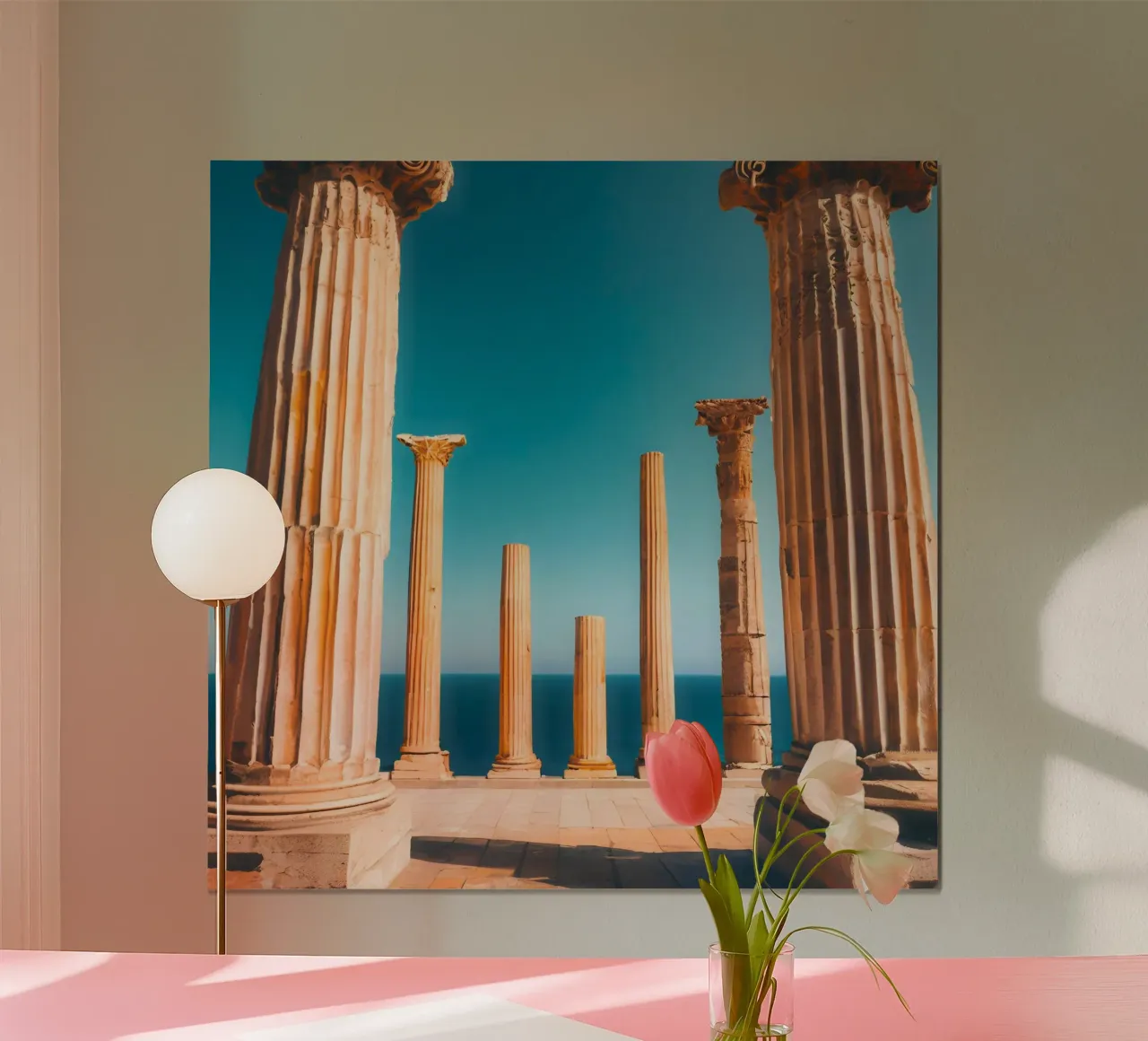 Greek Column poster con telaio in plastica da ICONICA Art Studio