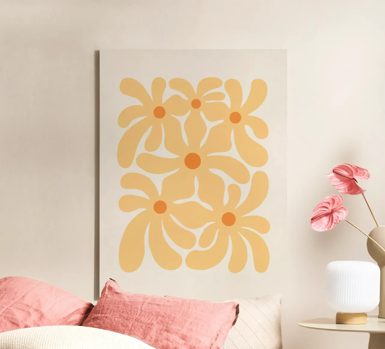 Groovy Flowers 70s canvas by Asha Designs
