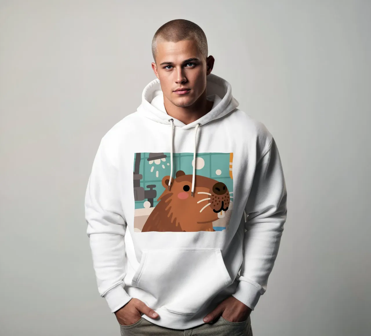 Vasca da bagno Capybara felpa con cappuccio da knowledge