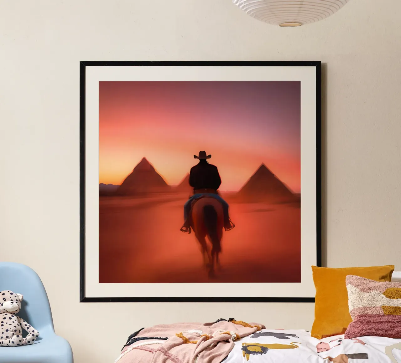 Cavaliere del deserto poster con telaio in plastica da ICONICA Art Studio