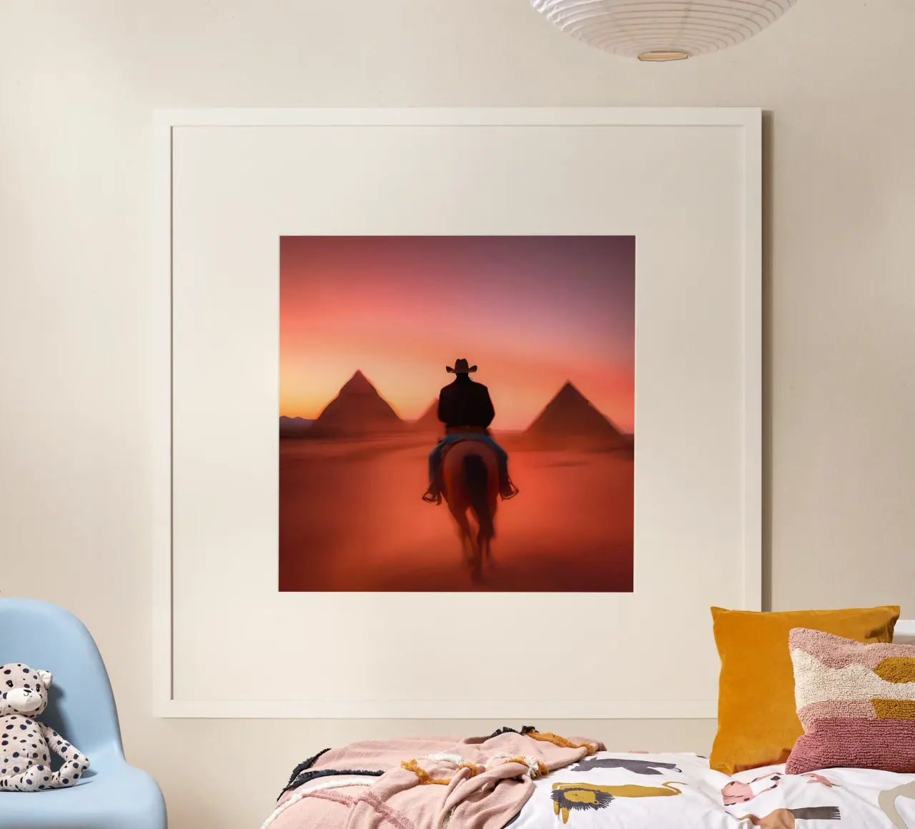 Cavaliere del deserto poster con telaio in plastica da ICONICA Art Studio