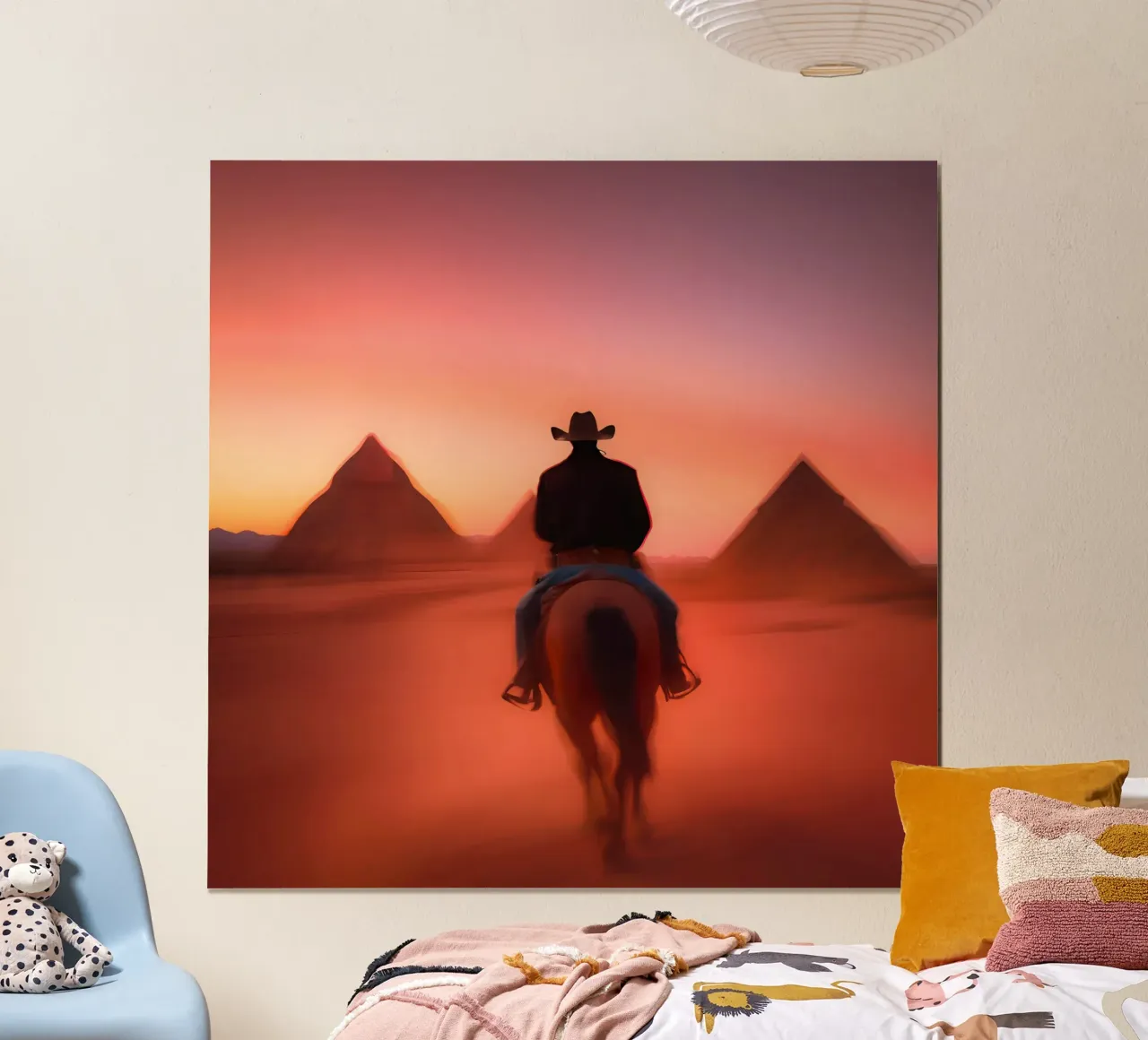 Cavaliere del deserto poster con telaio in plastica da ICONICA Art Studio