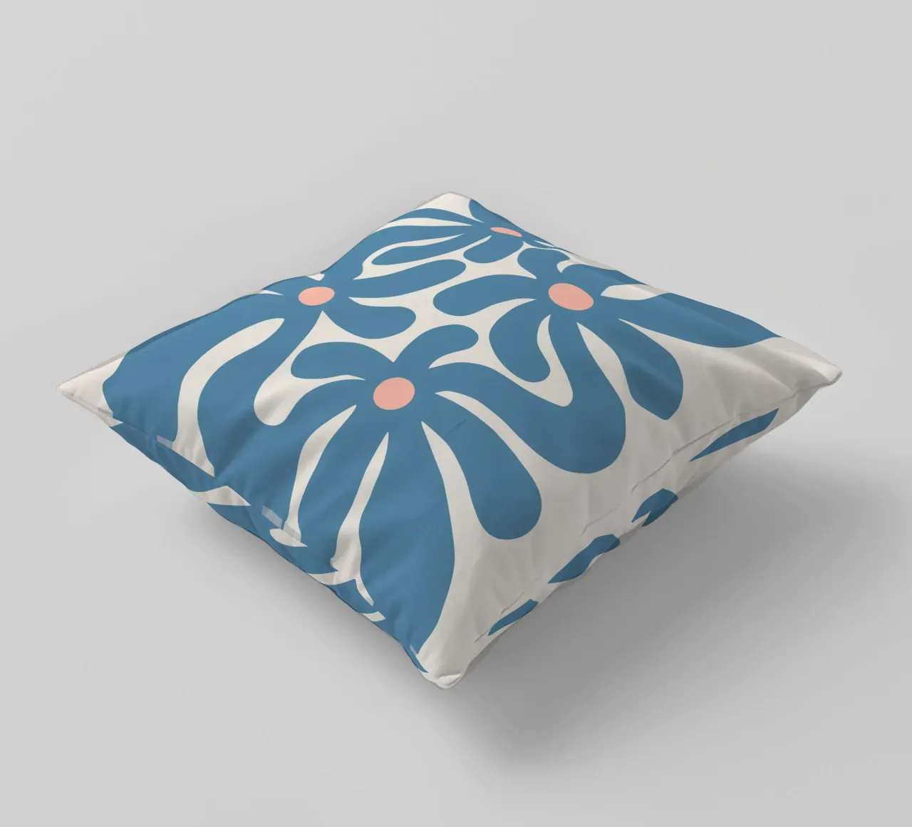 Fiori astratti blu cuscino da Asha Designs