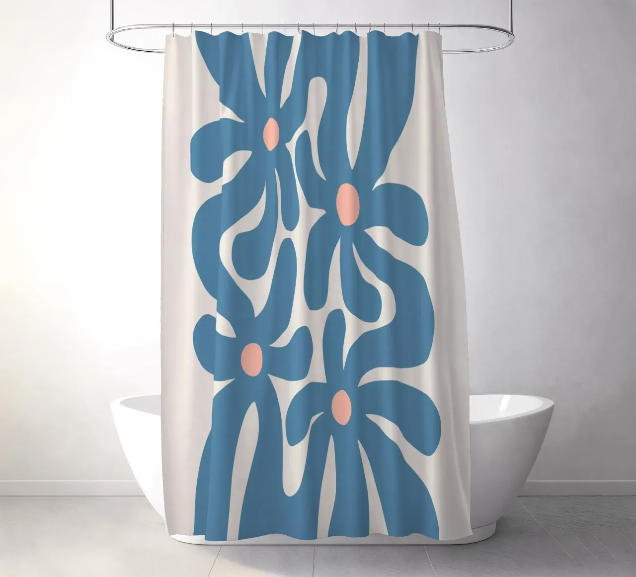 Flores abstractas azules cortina de baño de Asha Designs