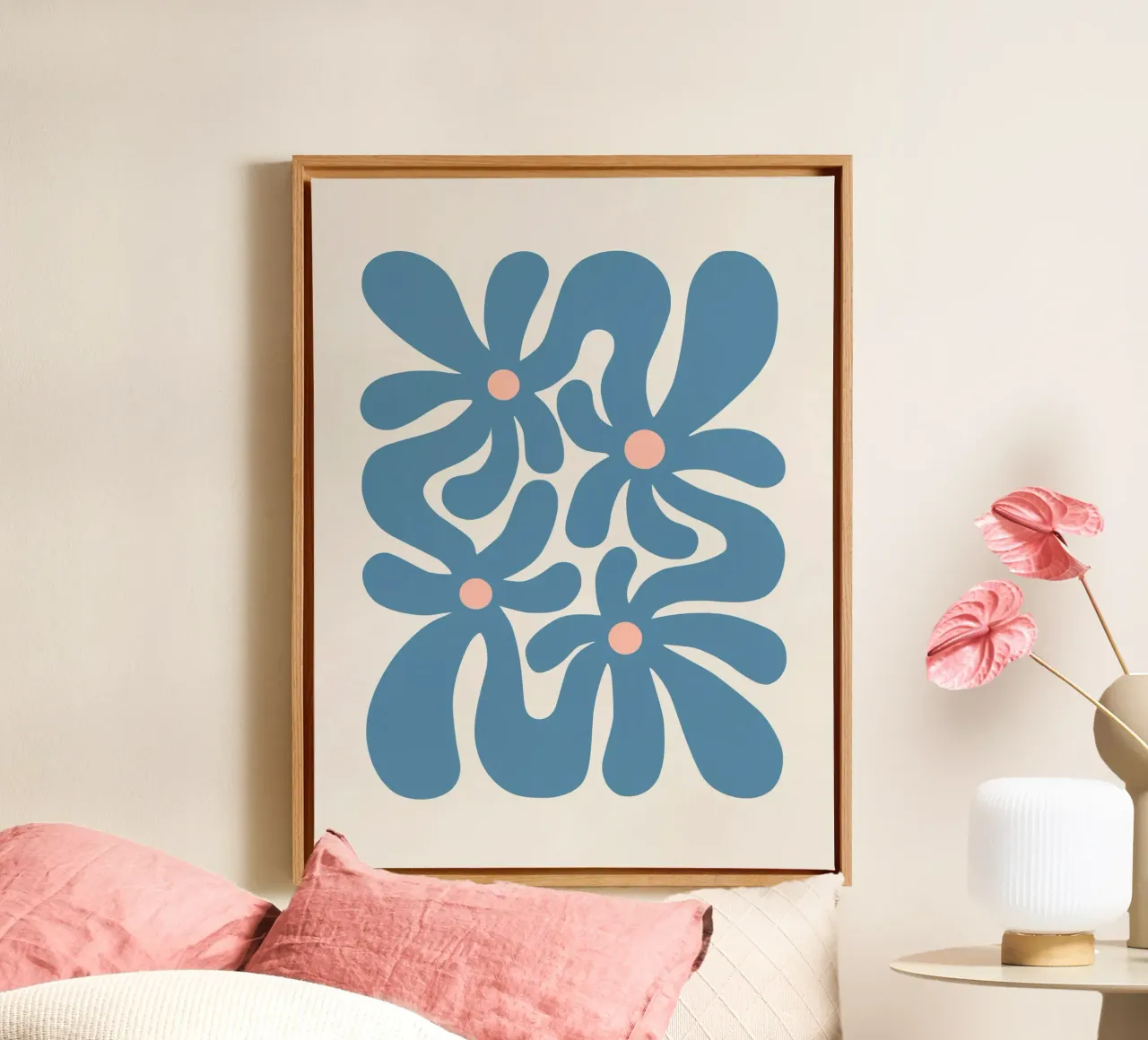 Fleurs abstraites bleu toile de Asha Designs