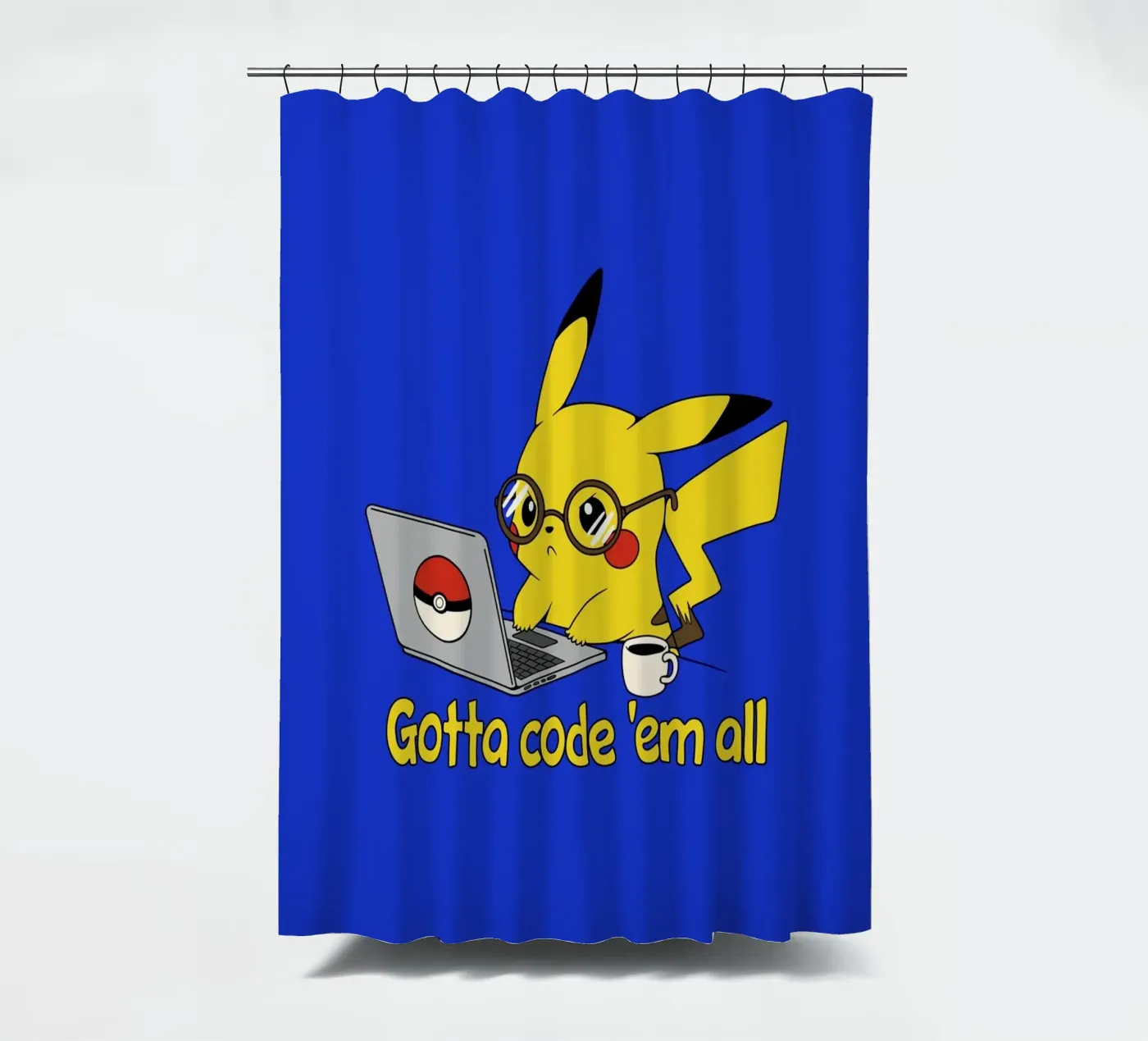Gotta code 'em all douchegordijn van Loobs