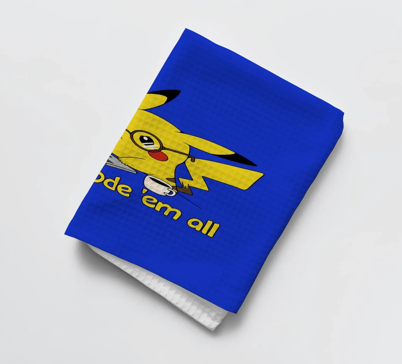 Gotta code 'em all tea towel by Loobs