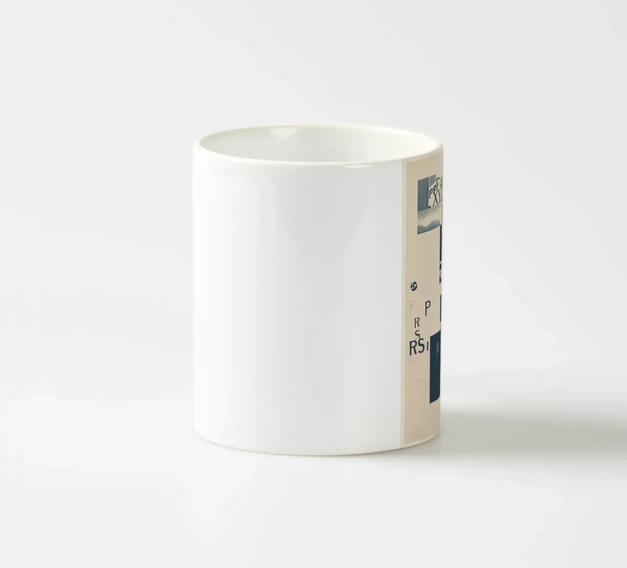 Compositie met typografische elementen tazza in ceramica da vintageshop