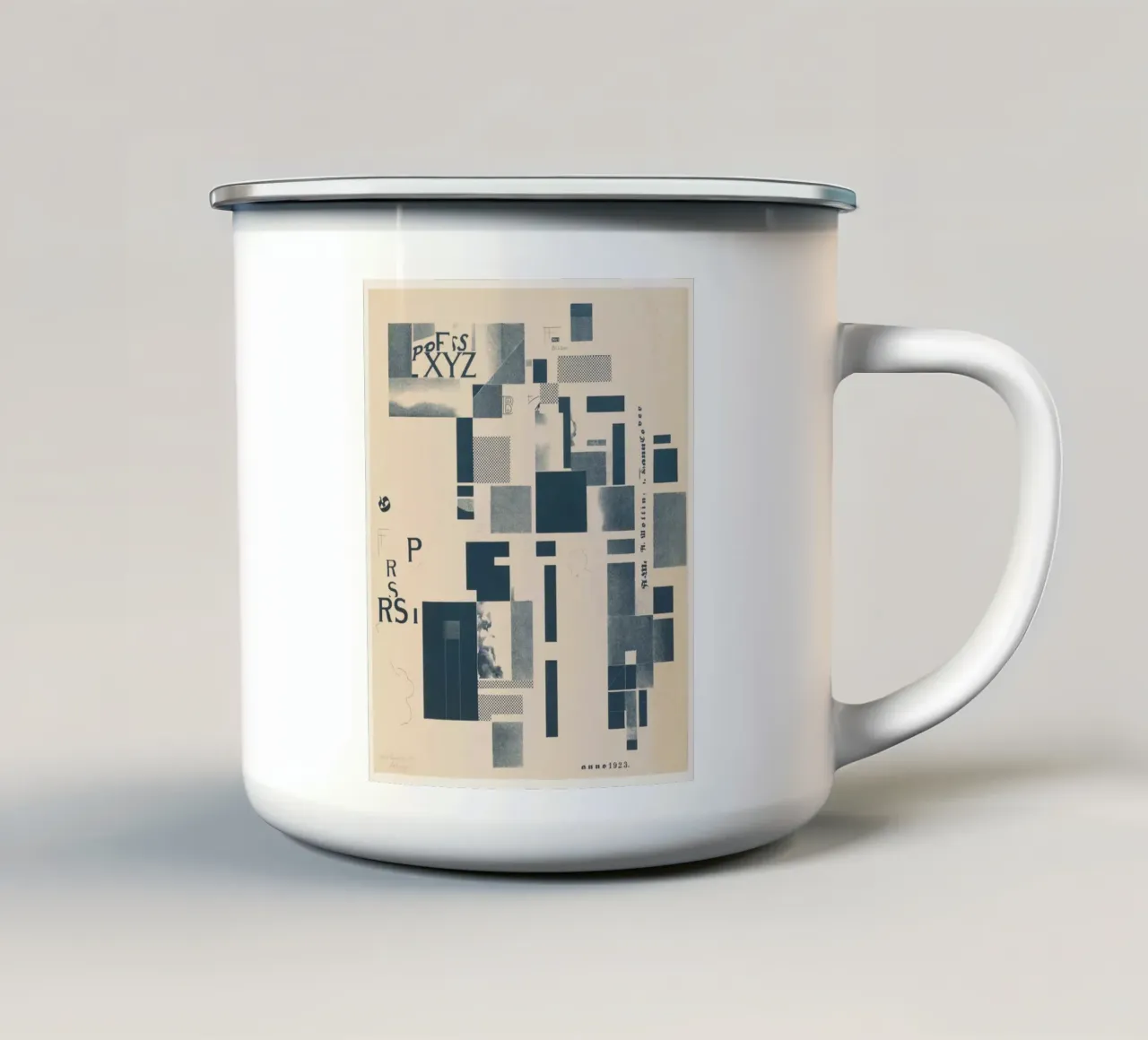 Compositie met typografische elementen tazza in smalto da vintageshop