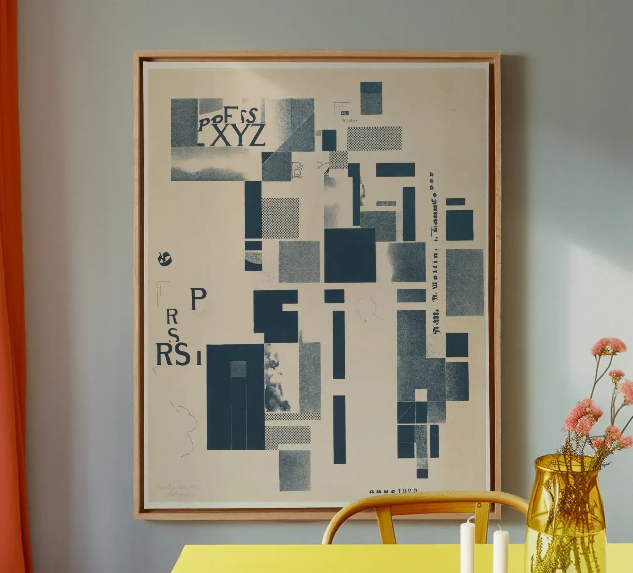 Compositie met typografische elementen canvas met Baklijst van vintageshop