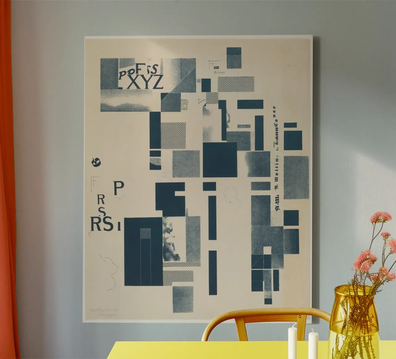 Compositie met typografische elementen canvas met Baklijst van vintageshop