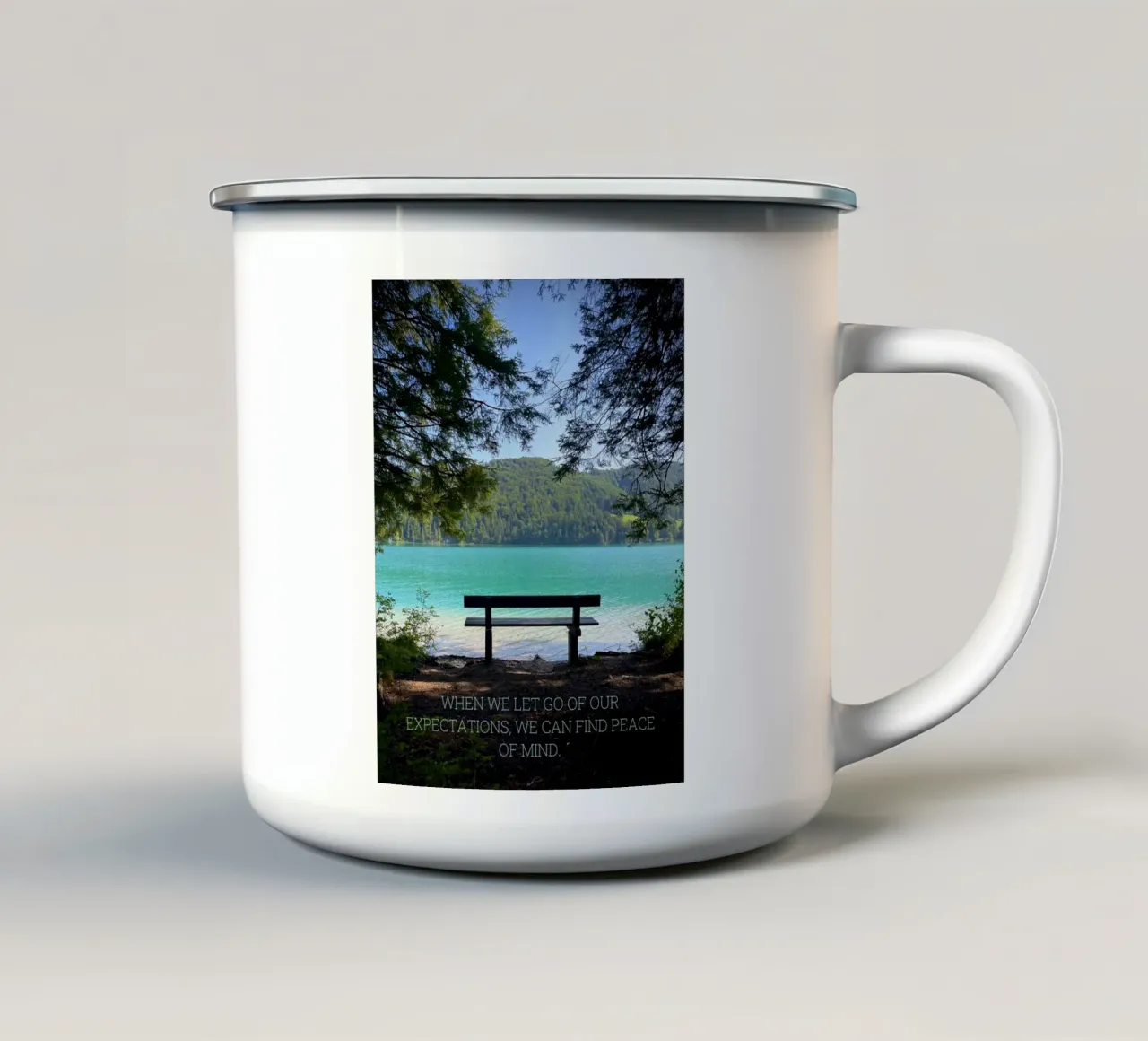 Peace of Mind (Fuschl Austria) tazza in smalto da Happy 😃 Art 🎨 by Christine Schnoell