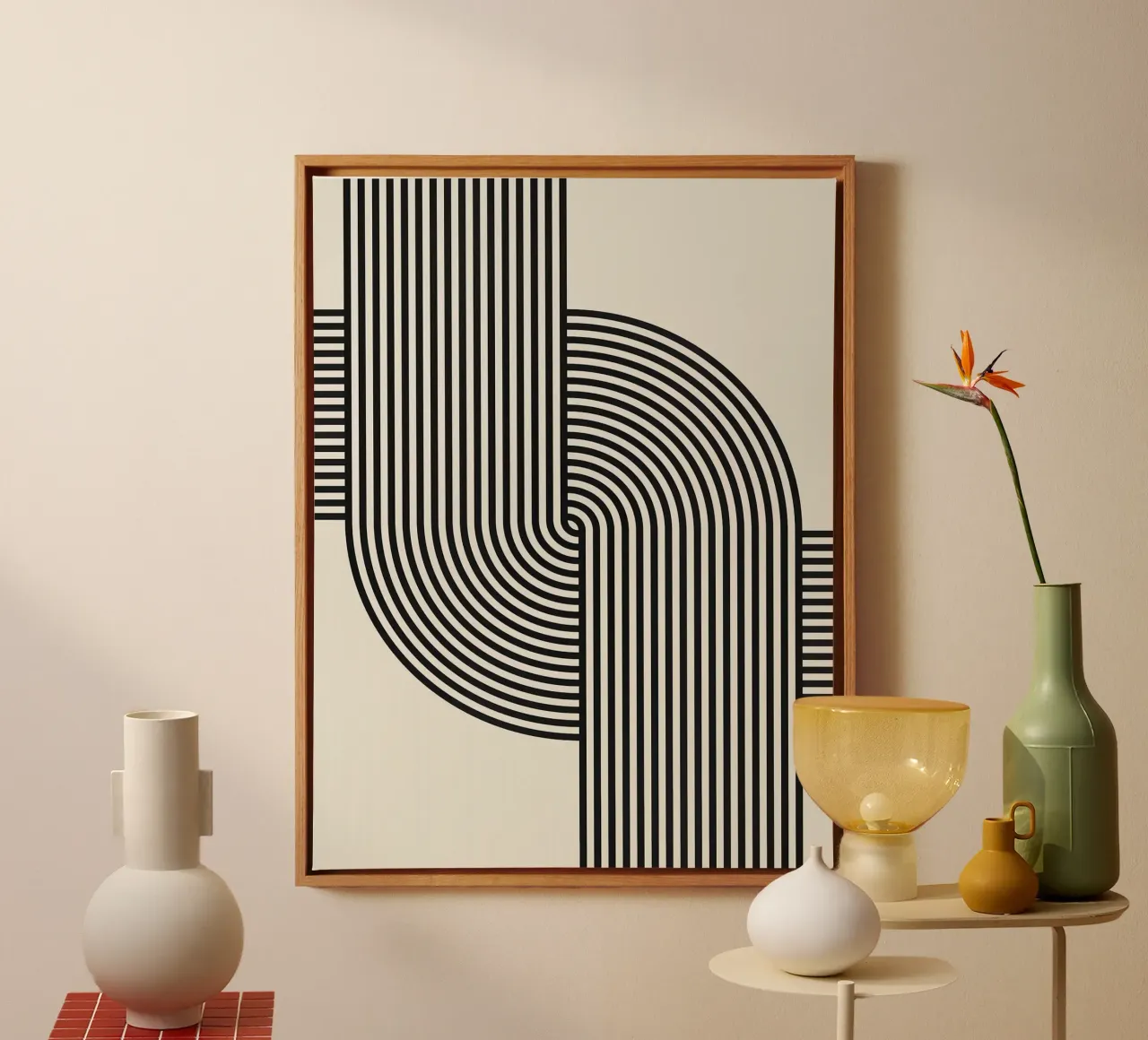 Abstract and geometric canvas with Floater frame by Maria Lang