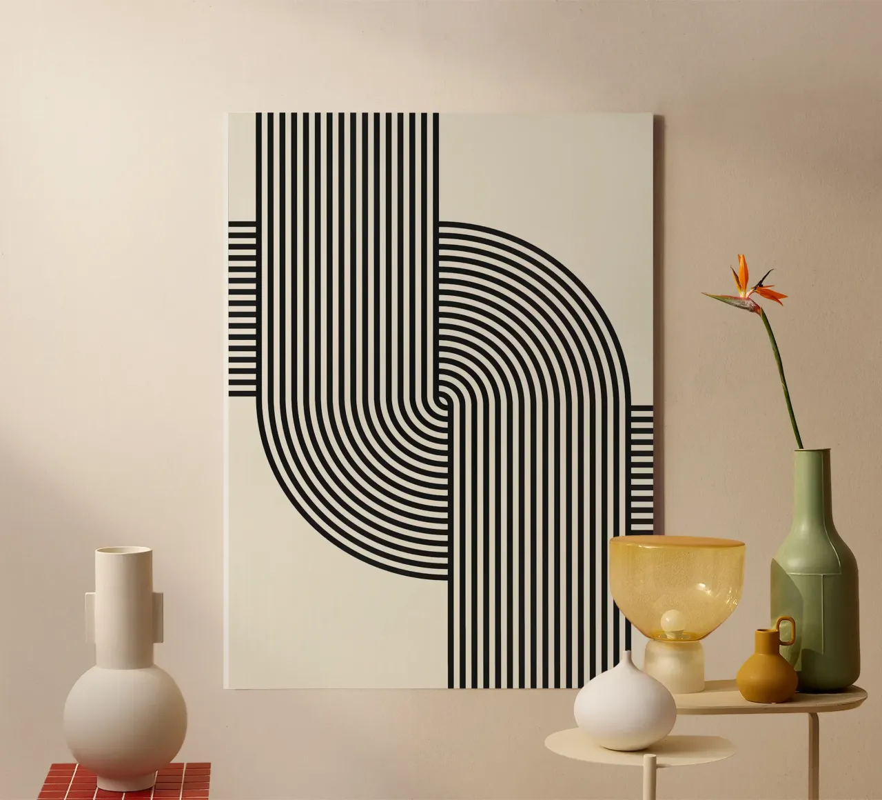 Abstract and geometric canvas with Floater frame by Maria Lang