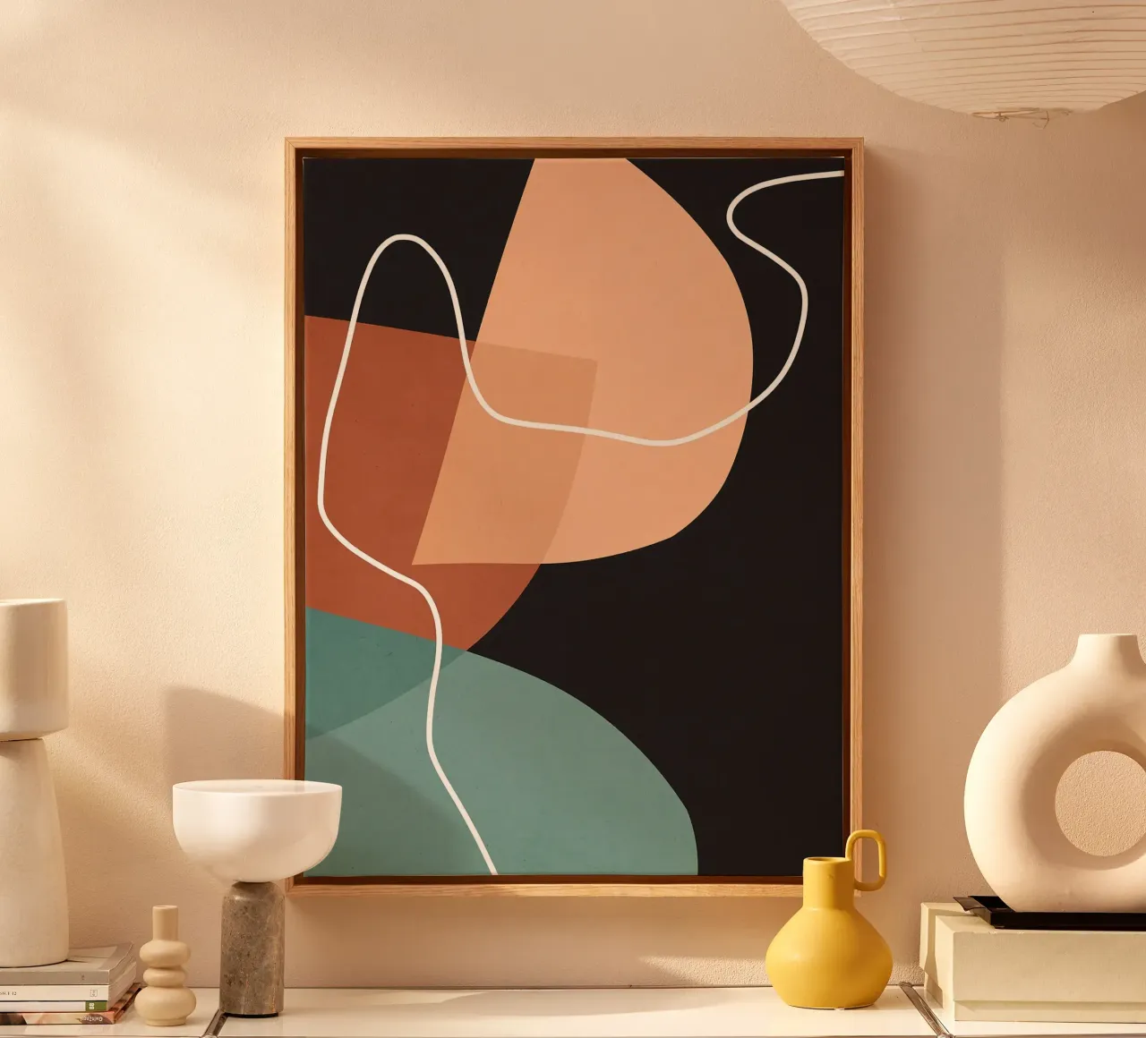 Abstract en harmonisch canvas met Baklijst van Maria Lang