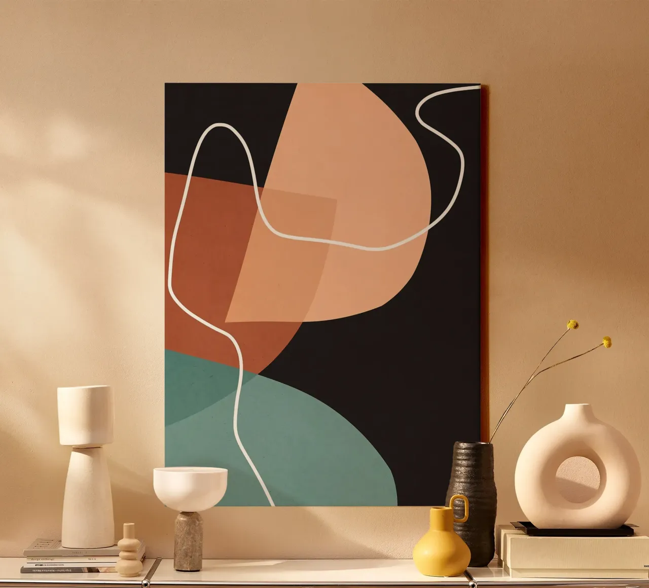 Abstract en harmonisch canvas met Baklijst van Maria Lang