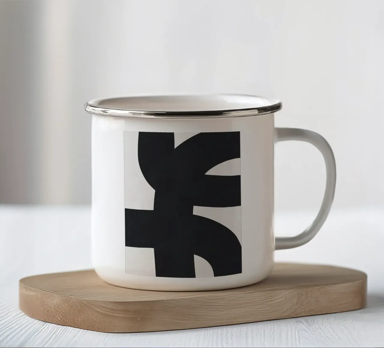Arte astratta in bianco e nero tazza in smalto da Maria Lang