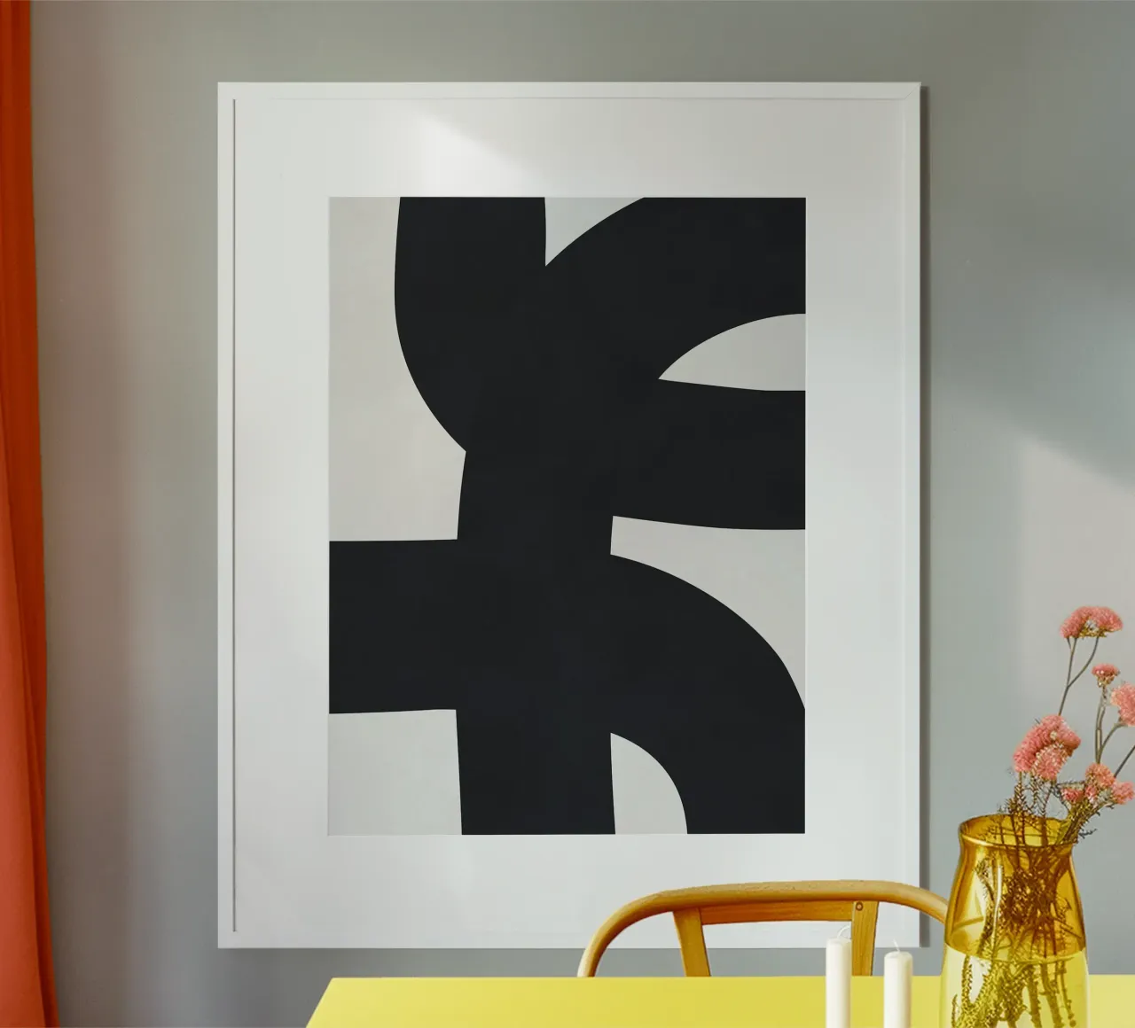 Arte astratta in bianco e nero poster con telaio in plastica da Maria Lang