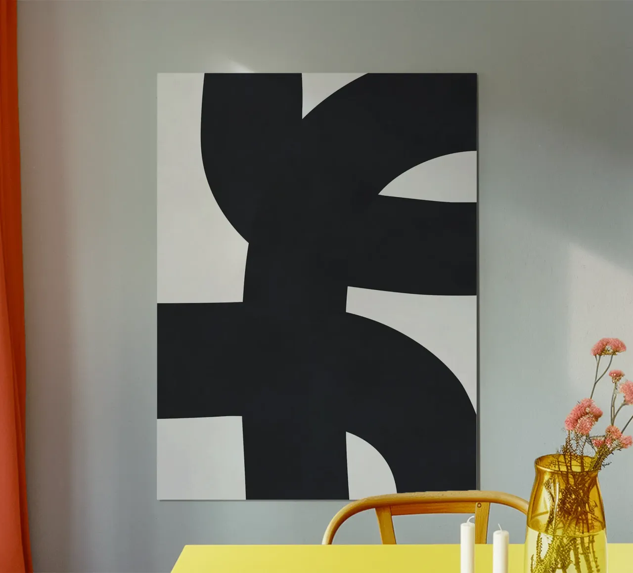 Arte astratta in bianco e nero poster con telaio in plastica da Maria Lang