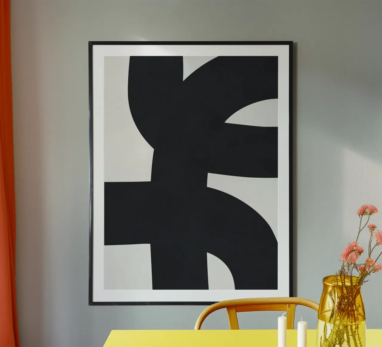 Arte astratta in bianco e nero poster con telaio in plastica da Maria Lang