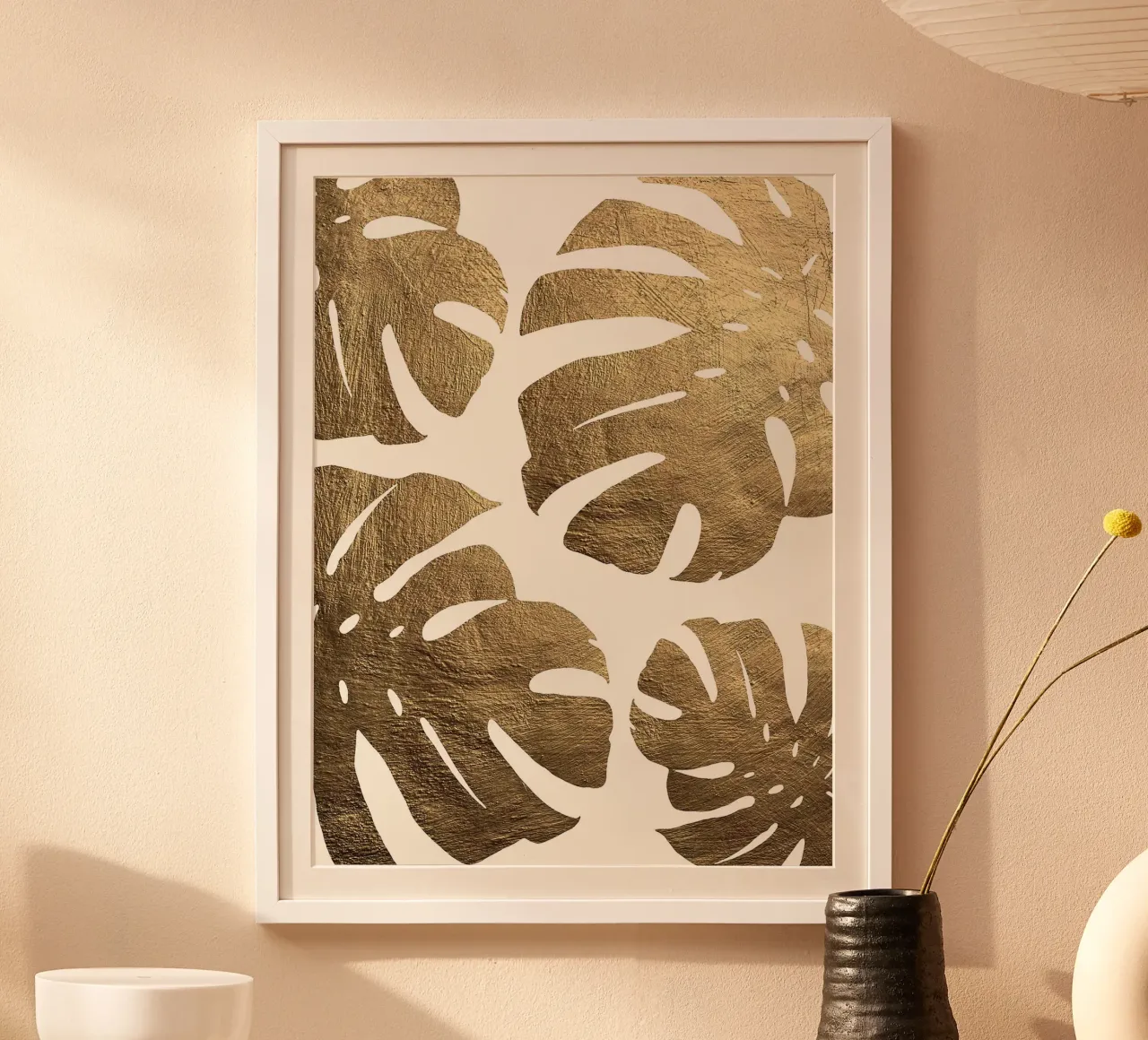 Foglia d'oro poster con telaio in legno da Maria Lang