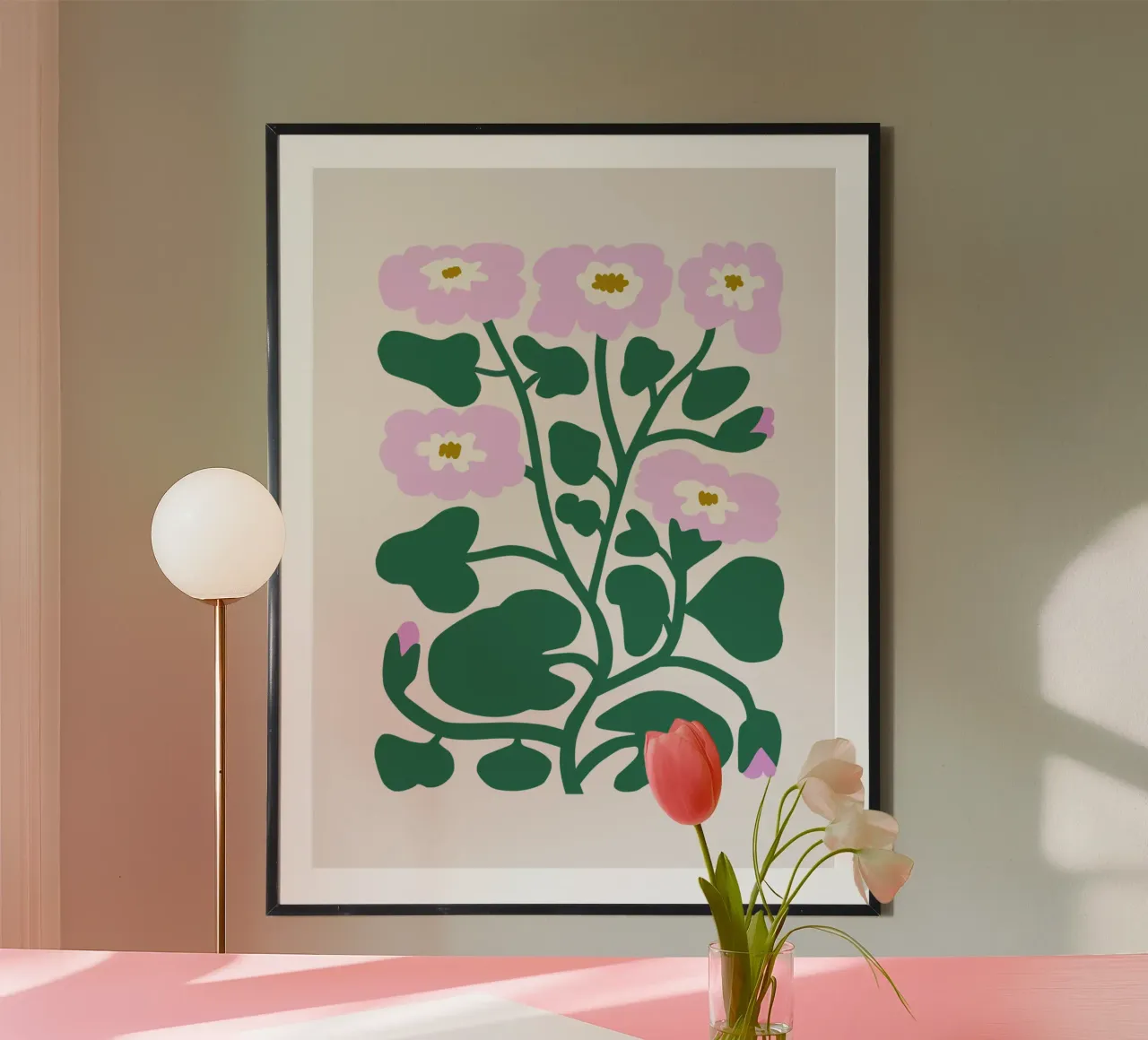 Fiori da giardino poster con telaio in legno da Asha Designs