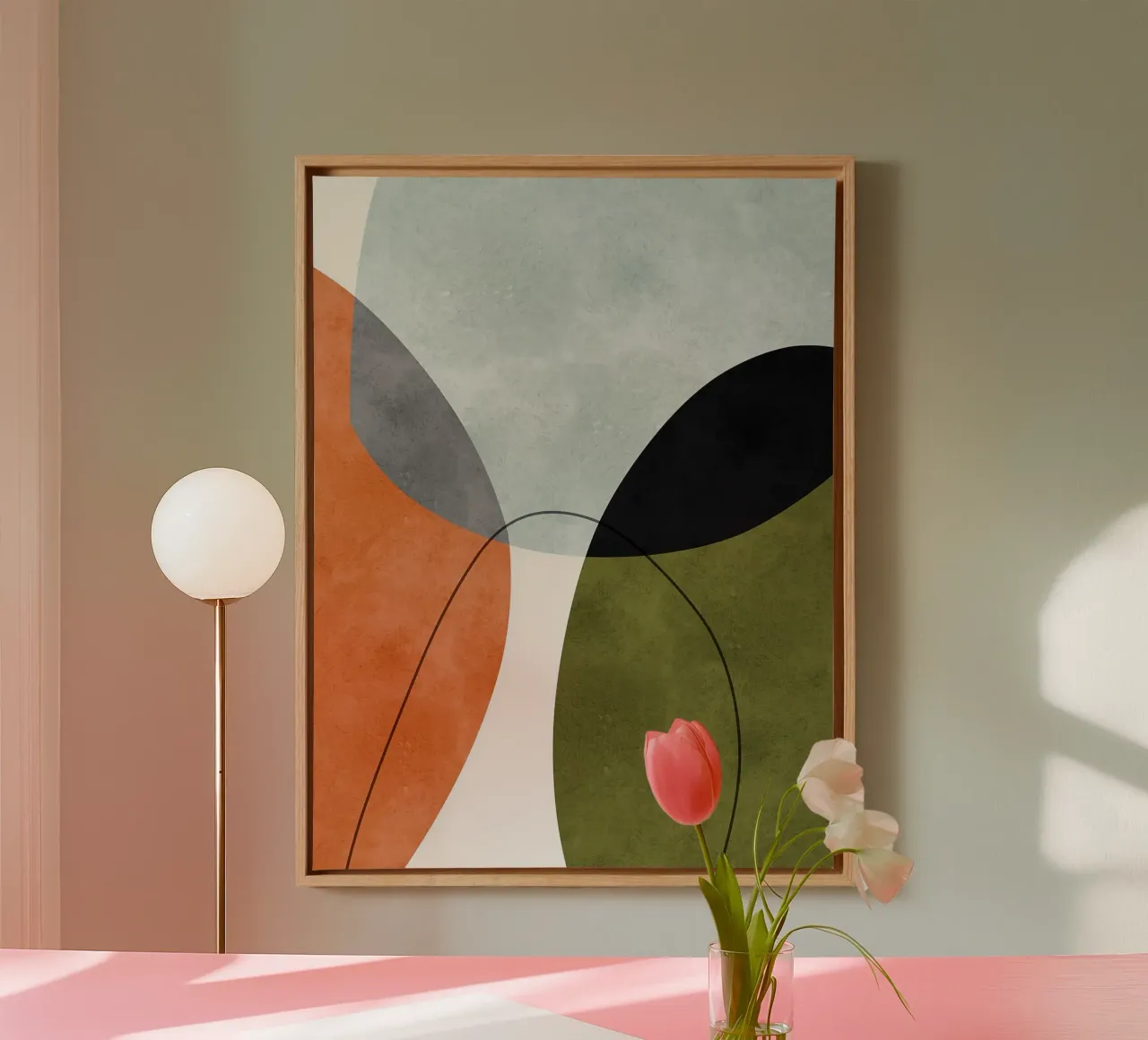 Expressive forms canvas with Floater frame by Maria Lang