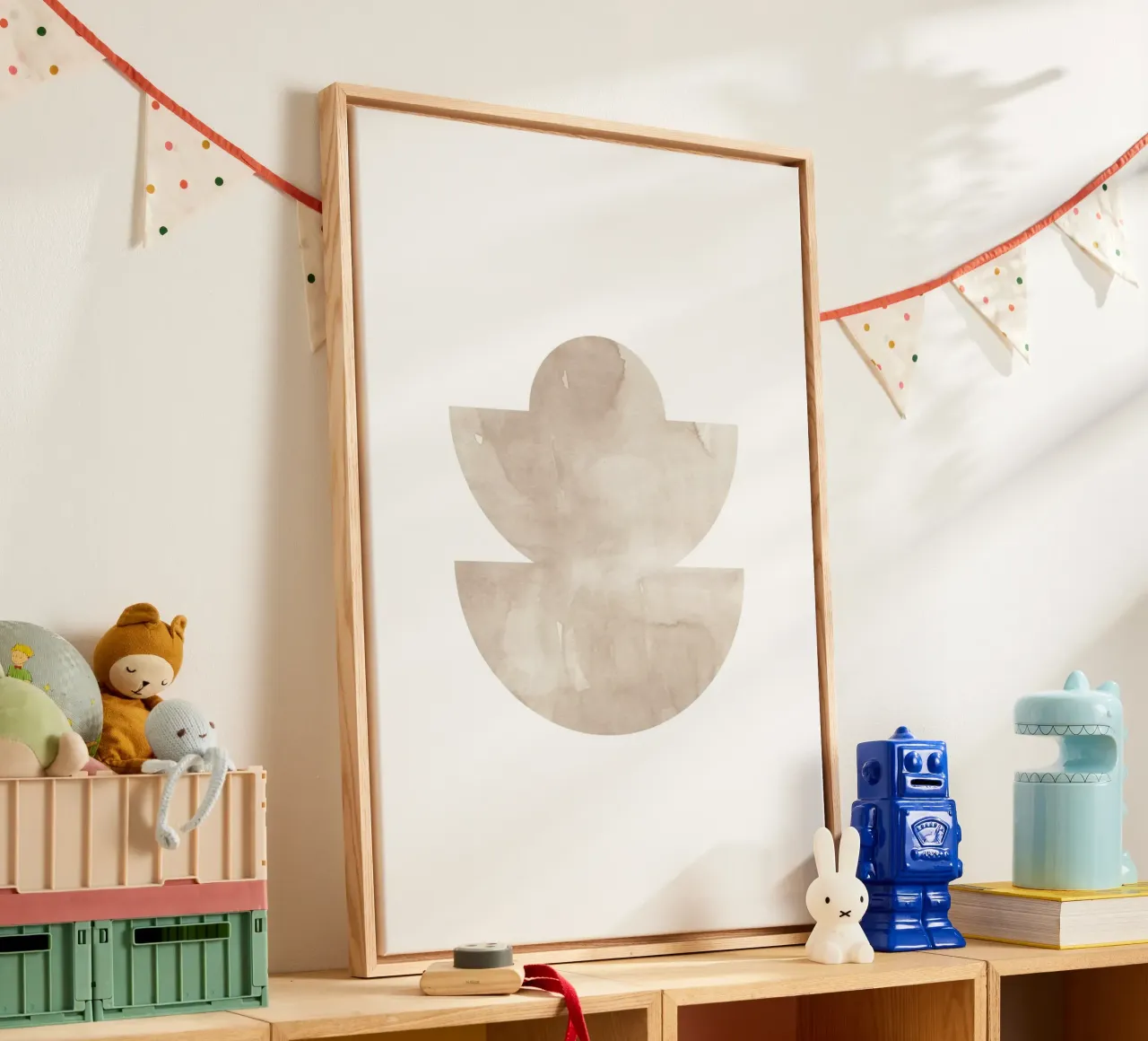 Geometric watercolor shapes 5 canvas with Floater frame by NouveauPrints