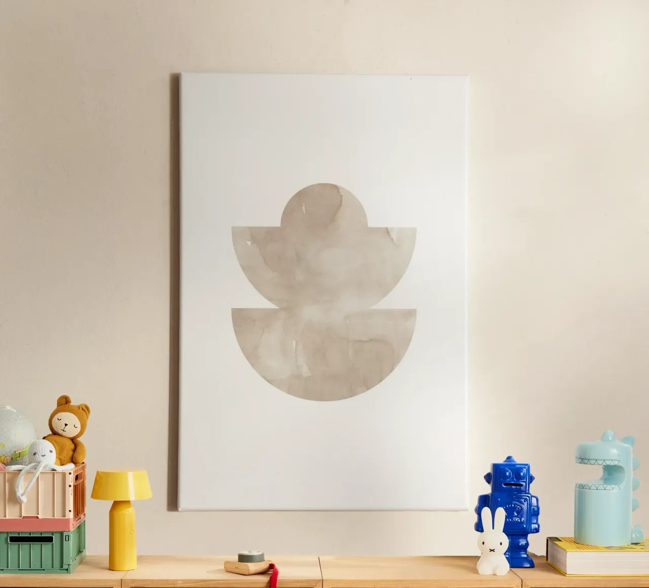 Geometric watercolor shapes 5 canvas with Floater frame by NouveauPrints
