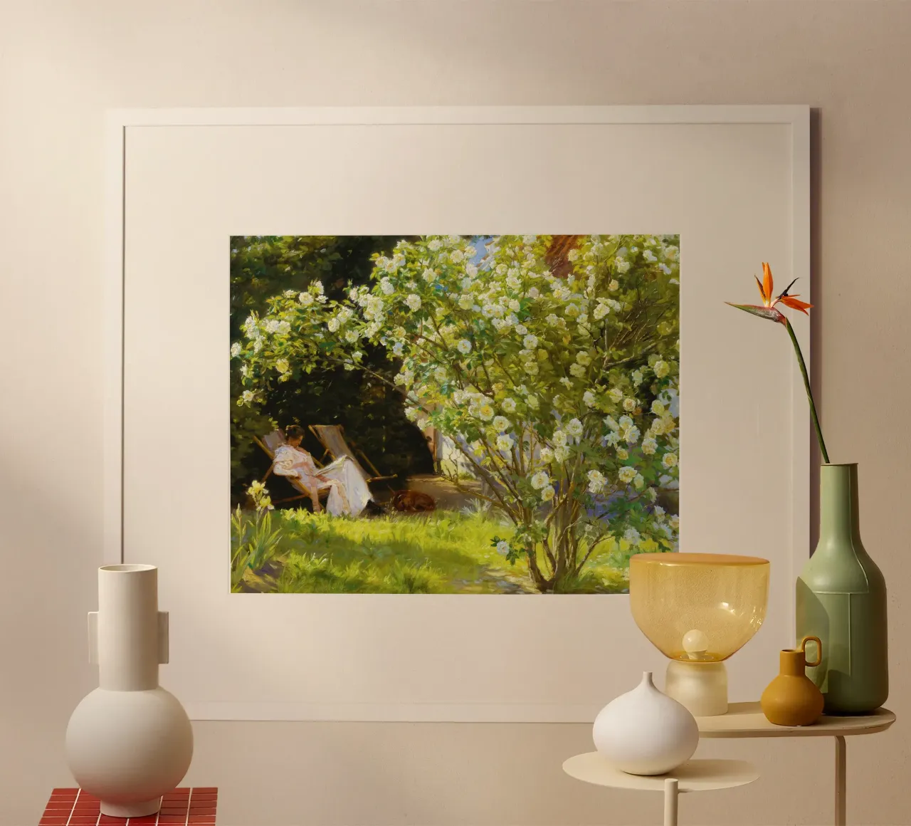 Marie Krøyer im Liegestuhl im Garten sitzend Poster von Venus Art
