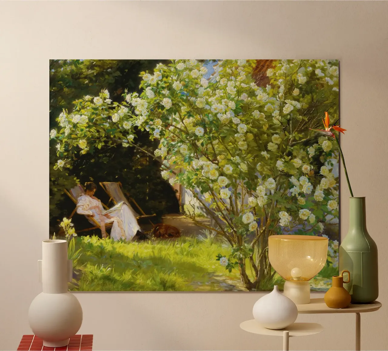 Marie Krøyer im Liegestuhl im Garten sitzend Poster von Venus Art