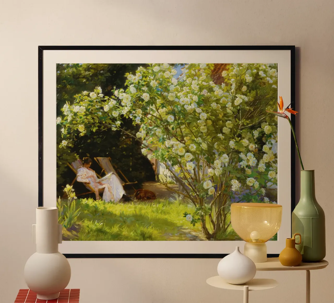 Marie Krøyer im Liegestuhl im Garten sitzend Poster von Venus Art