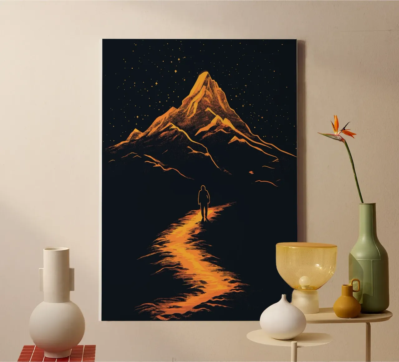 Illuminated path to the Sternenberg canvas with Floater frame by pixelbull - medieval art and more